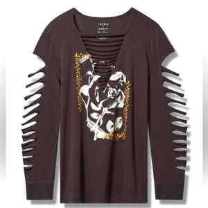 NWT Torrid Roses Classic Fit Cotton Slashed Neck Long Sleeve Tee